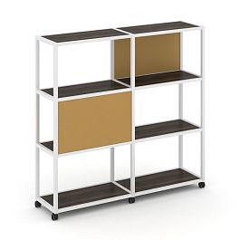 Shelf Mobile Стеллаж 4 уровня 2 секции VR.LT-STK-412.08 Дуб Мали/Металл Белый/W-31 1570*400*1523 - Фото предпросмотра