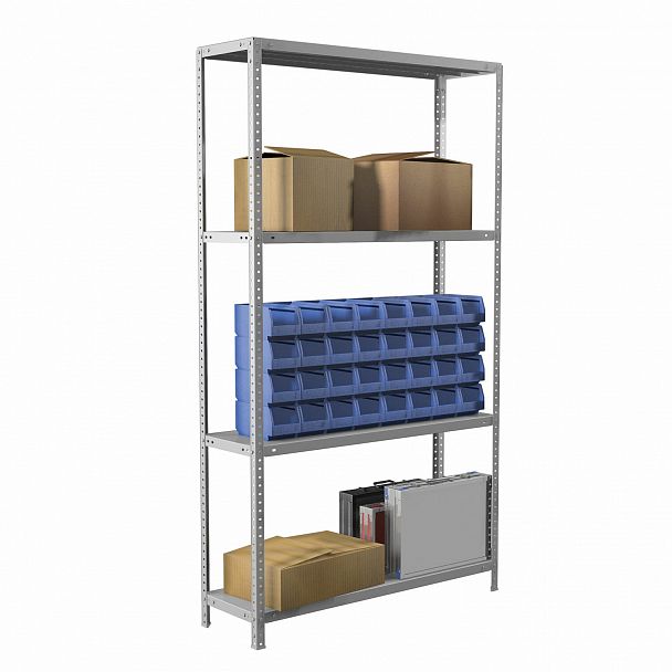 Стеллаж металлический BRABIX "MS Plus-185/30-4", 1850х1000х300 мм, 4 полки, регулируемые опоры, 291104, S241BR153402 - Вид 4