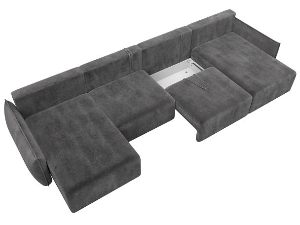 Диван П-образный Лига-051 НПБ Лонг Велюр серый - Вид 7
