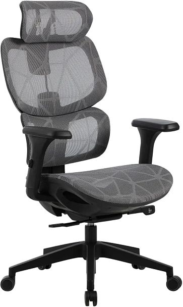 Кресло Cactus CS-MC555 черный/серый сетка с подголов. крестов. пластик пластик черный - Вид 1