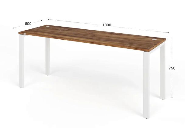 TANDEM RTD069-MK-180-SH Стол прямой на металлокаркасе ун-й 1800х600х750 Таксония шоколадная/Белый - Вид 2