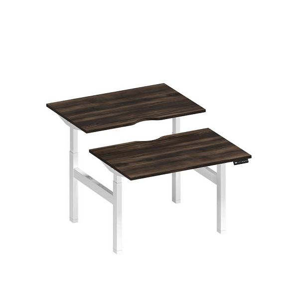 Рабочая станция на электроприводе с вырезами Elevo А2 БГ 101.2 ДР дуб ристретто/ белый гладкий - Вид 1