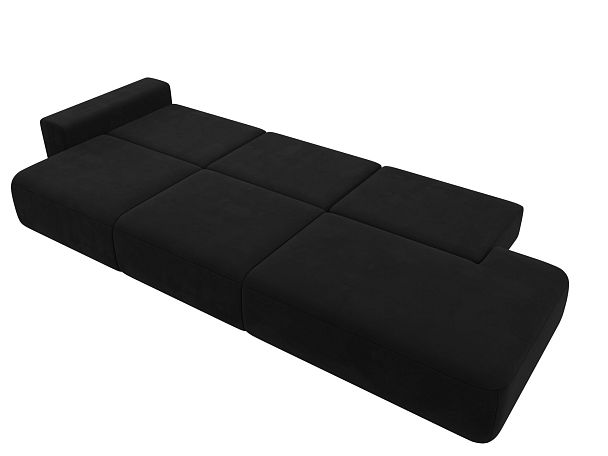 Диван прямой Лига-036 Модерн Лонг подлокотник слева Микровельвет черный - Вид 10