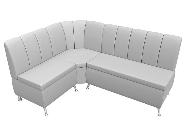 Кухонный угловой диван Кантри левый (полностью экокожа белая) - Вид 5