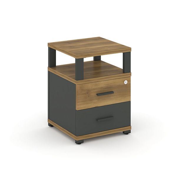Concept Тумба приставная 2 ящ. с надставкой CN.TUP-002 W Сандал Янтарный/Антрацит/Металл Антрацит 420*420*583 - Вид 1