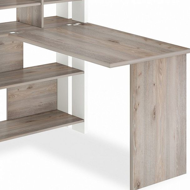 Стол компьютерный Домино Лайт СТЛ-ОВХ+С100Прям без тумбы Белый/Нельсон - Вид 3