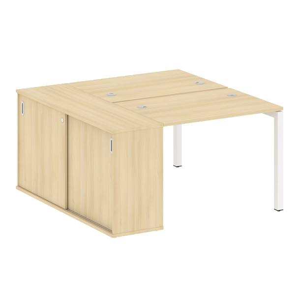 Metal System Quattro Р. ст. с шкафом-купе на П-образном м/к 50БП.РС-СШК-1.1 Т Акация/Белый металл 1410*1475*750 - Вид 1