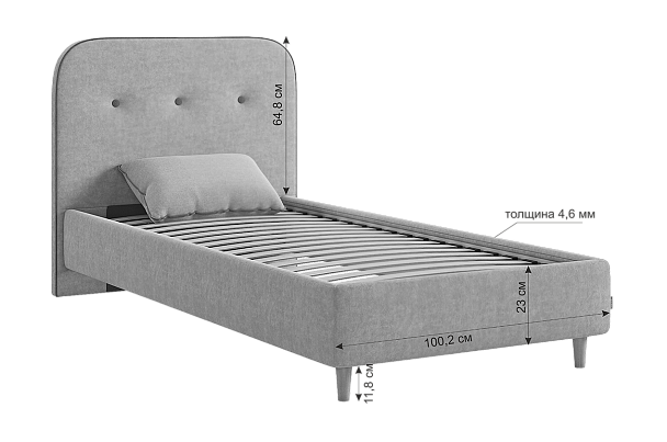 Кровать с основанием Лео 90х200 см KM0.9-19.2348 - Вид 4