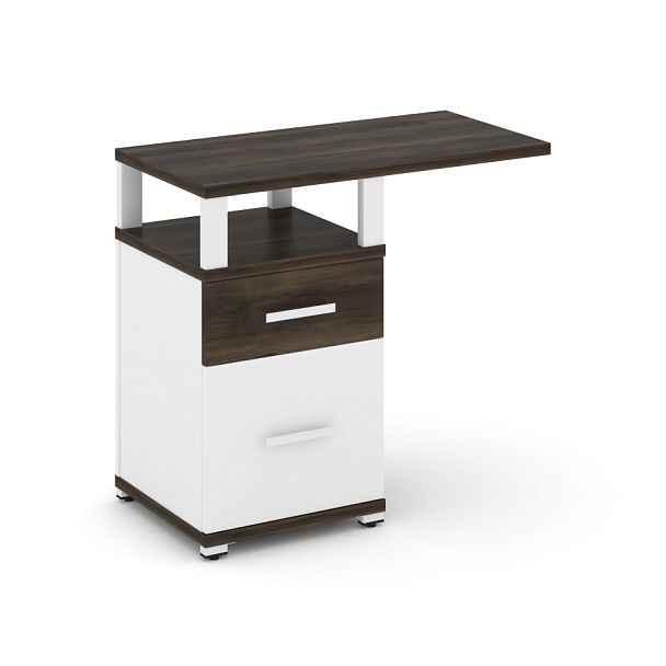 Concept Тумба приставная узкая 1 ящ.+1 распаш. фасад с надставкой широкой CN.TUS-004 W Дуб Мали/Белый Бриллиант/Металл Белый 836*420*750 - Вид 1