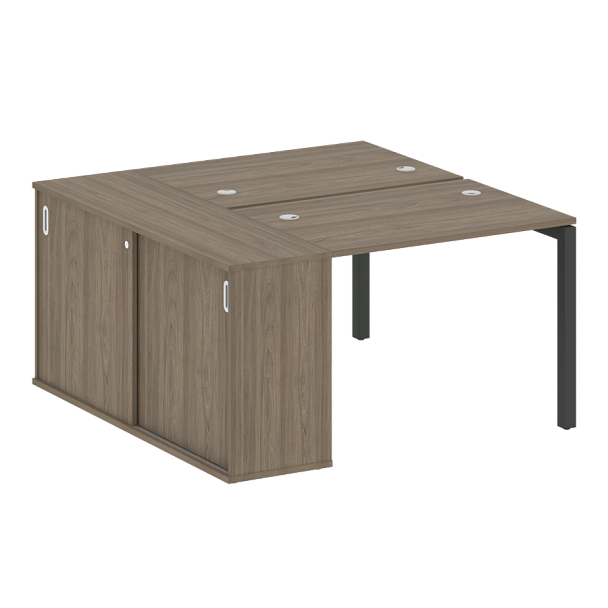 Metal System Quattro Р. ст. с шкафом-купе на П-образном м/к 50БП.РС-СШК-1.1 Т Вяз/Антрацит металл 1410*1475*750 - Вид 1