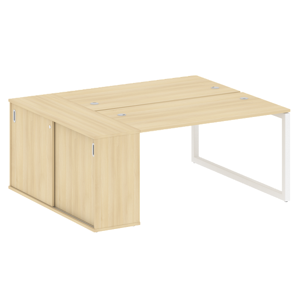 Metal System Quattro Р. ст. с шкафом-купе на О-образном м/к 50БО.РС-СШК-1.3 Т Акация/Белый металл 1810*1475*750 - Вид 1