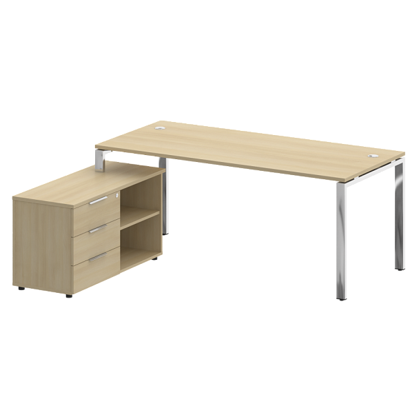 Metal System Direct Стол руковододителя с тумбой левый БГ.СРТ-5.8 (L) Акация/Нерж. сталь 1900*1620*750 - Вид 1