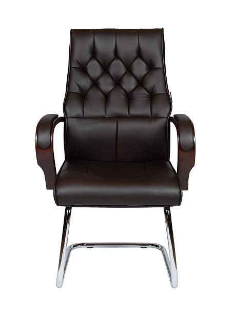 Кресло офисное Боттичелли CF / дерево /  тем, коричневая кожа - Вид 2