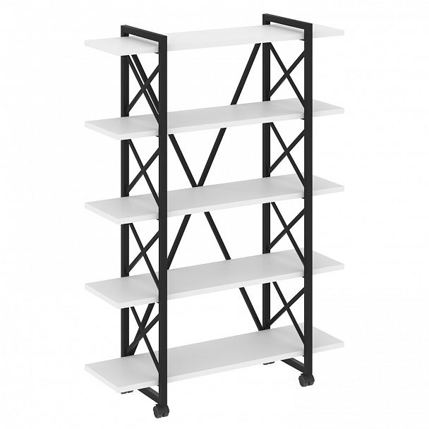 Стеллаж на колесах "Loft" VR.L-MST.K-5.8V белый бриллиант/черный - Вид 1