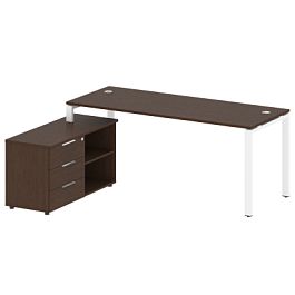 Metal System Р. ст. с тумбой на П-образном м/к БП.РС-СТС-2.5 (L) Венге/Белый металл 1900*1520*750 - Фото предпросмотра