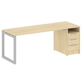 Metal System Quattro Р. ст. с тумбой на О-образном м/к 50БО.РС-СТП-1.4 Акация/Серый металл 2012*720*750 - Фото предпросмотра