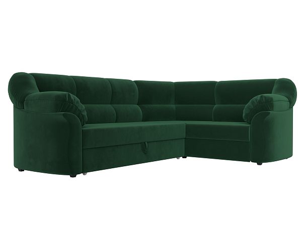 Диван угловой Карнелла правый (полностью велюр зеленый) - Вид 4