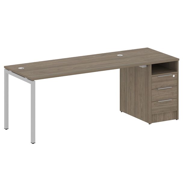 Metal System Quattro Р. ст. с тумбой на П-образном м/к 40БП.РС-СТП-1.4 Вяз/Серый металл 2012*720*750 - Вид 1