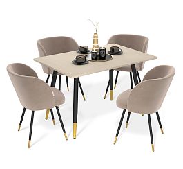 Обеденная группа Sheffilton SHT-DS309 ассаль/латте/черный муар/золото - Фото предпросмотра