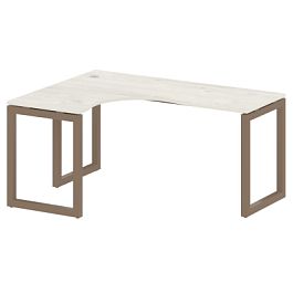 Metal System Quattro Стол криволинейный левый на О-образном м/к 50БО.СА-4 (L) Дуб наварра/Мокко металл 1600*1200*750 - Фото предпросмотра