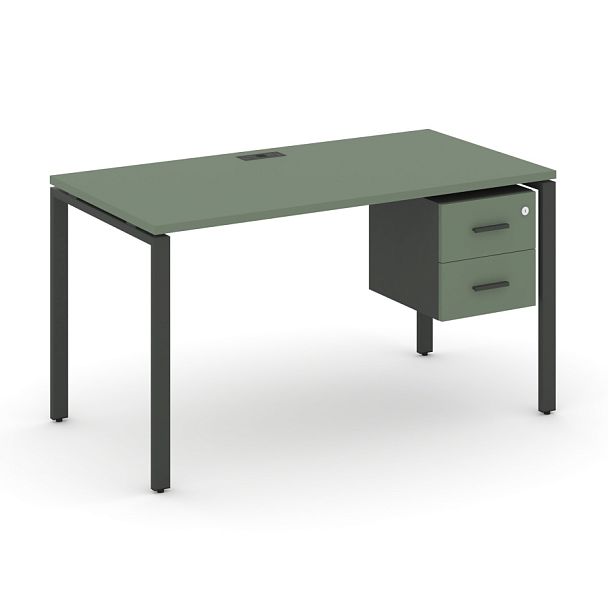 Concept Стол рабочий с подвесной тумбой с 2 ящ. CN.SP-113 W Кобо/Антрацит/Металл Антрацит 980*720*750 - Вид 1