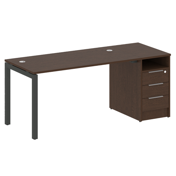 Metal System Quattro Р. ст. с тумбой на П-образном м/к 50БП.РС-СТП-1.3 Венге/Антрацит металл 1812*720*750 - Вид 1