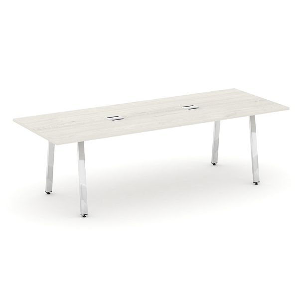 Style Project Direct Lux Стол переговорный M-SN-6A.SPRG-258 Дуб Наварра/Нержавеющая Сталь/Хром 2580*980*25 - Вид 1