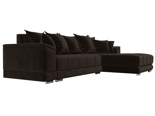 Угловой диван НордСтар правый угол Микровельвет коричневый - Вид 4