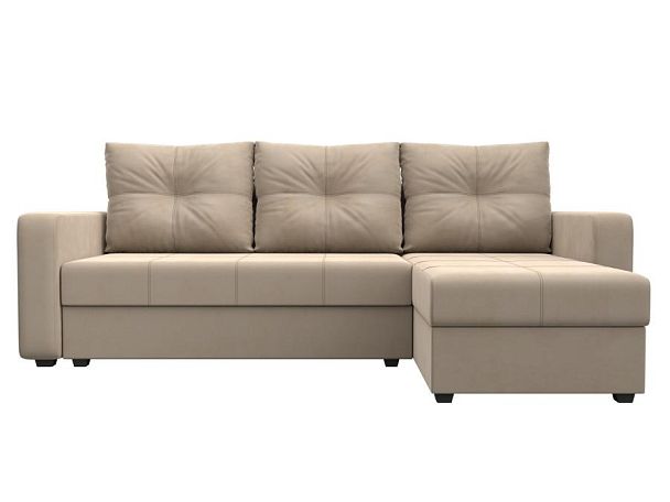 Диван угловой Ливерпуль Лайт правый угол Велюр бежевый - Вид 2