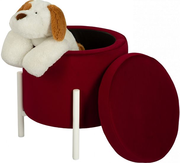 Комплект пуфов Кен с местом для хранения Бордовый велюр Confetti bordo/белый, 2 шт. - Вид 1