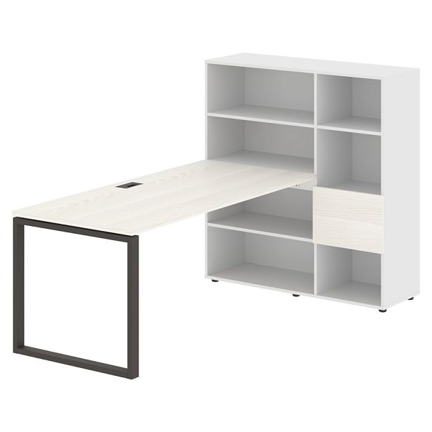 Стол-стеллаж EQRST 1217 Ясень Траун/Мокко/Белый 2190х1250х1355 EDIS - Вид 1