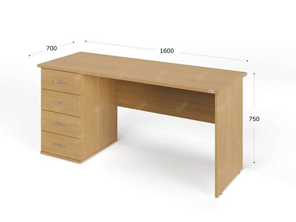 ЛАЙТ / LIGHT RLG008-16x7L Однотумбовый стол 160x70x75 Бук - Вид 3