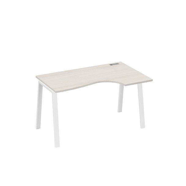 Стол эргономичный правый "Классика" на металлокаркасе TRE A4 А4 Б3 044 БП дуб / металлокаркас белый - Вид 1