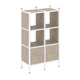 Loft Прямой стеллаж наборный VR.L-03 Дуб аттик/Белый металл 862*446*1458 - Фото предпросмотра