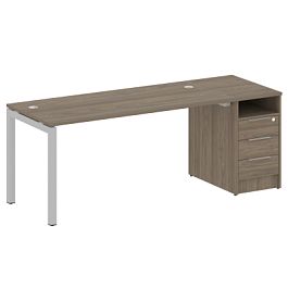 Metal System Quattro Р. ст. с тумбой на П-образном м/к 50БП.РС-СТП-1.4 Вяз/Серый металл 2012*720*750 - Фото предпросмотра