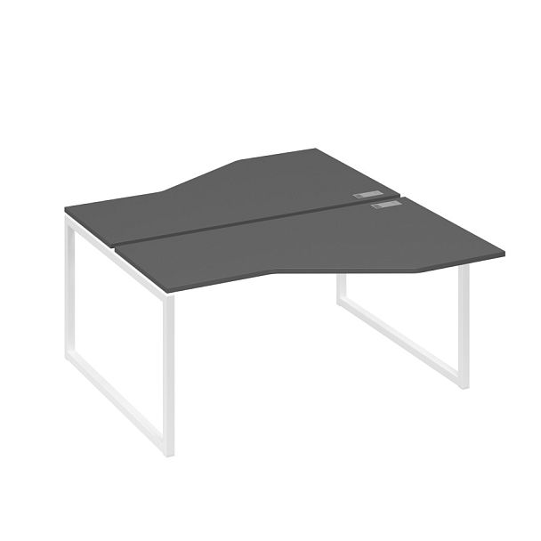 Рабочая станция со столами Техно (2х160) каркас QUATTRO A4 А4 Б4 188 БП антрацит премиум / металлокаркас белый - Вид 1