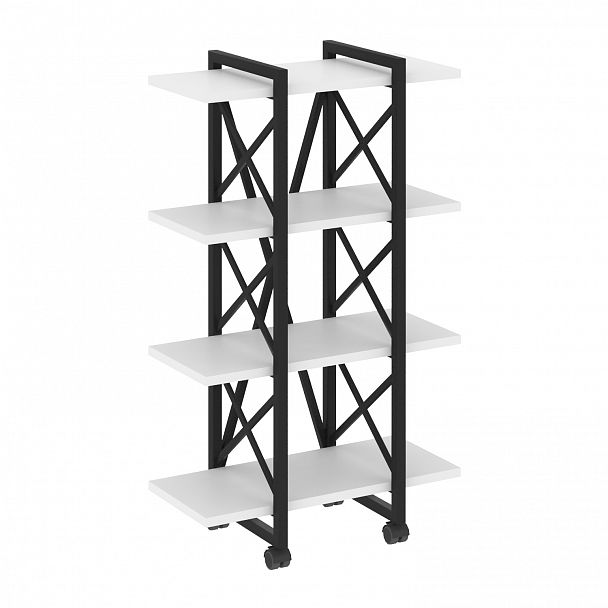 Стеллаж на колесах "Loft" VR.L-MST.K-4.4V белый бриллиант/черный - Вид 1