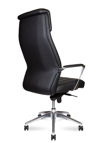 Кресло офисное / Madrid Black / алюминиевая  база / черная экокожа - Вид 4