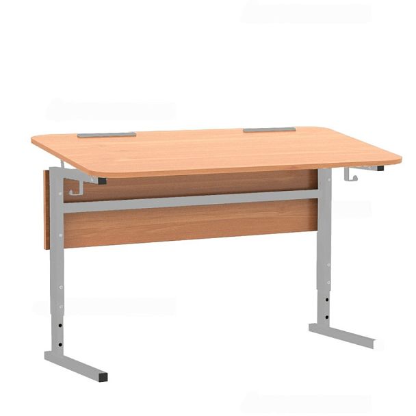 Стол ученический 114Рп, 2-местный, регулир. высота и наклон столешницы 0-10° на прямоугольной трубе (м/к Коричневый, Серый, Черный), гр.5-7 - Вид 1