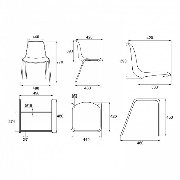 Стул Vicenza (4 ножки) Каркас хром, фиолетовый, стопируемый - Вид 6