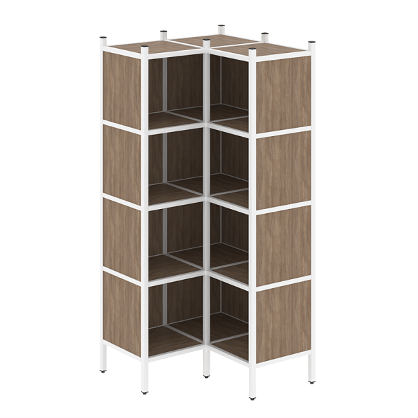 Loft Угловой внутренний стеллаж наборный VR.L-31 Дуб аризона/Белый металл 862*862*1869 - Вид 1