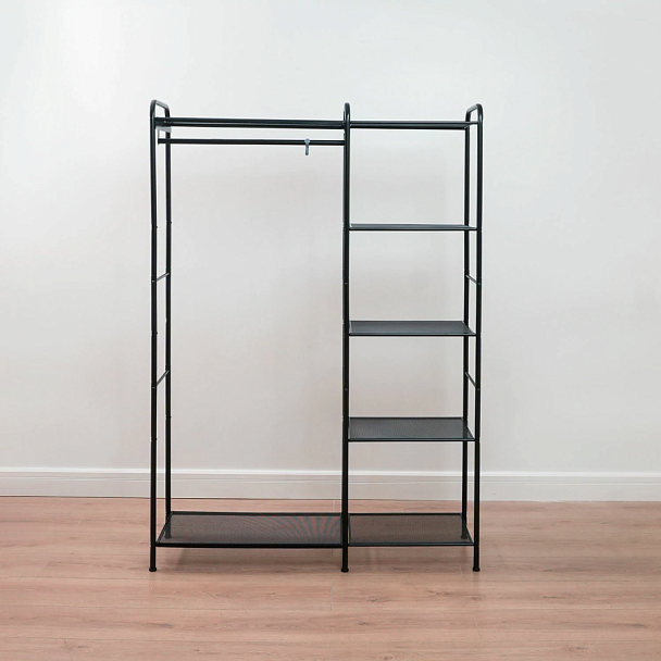 Вешалка-стеллаж "Валенсия-1", 1555х1090х300 мм, 7 полок, металл, черная, ГСВ1 Ч - Вид 6