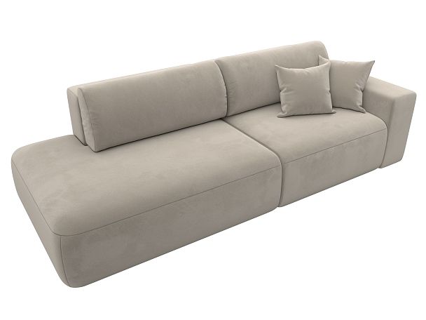 Диван прямой Лига-036 Модерн подлокотник справа Микровельвет бежевый - Вид 6