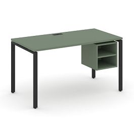 Concept Стол рабочий с подвесной тумбой с 2 открытыми нишами CN.SP-105 Кобо/Металл Черный 980*720*750 - Фото предпросмотра