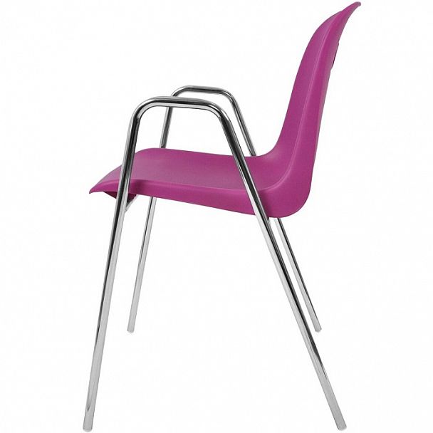 Стул Venezia (4 высокие ножки c подлокотниками), каркас хром, фиолетовый, стопируемый - Вид 2