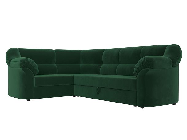 Диван угловой Карнелла левый (полностью велюр зеленый) - Вид 3