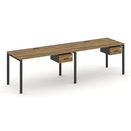 Concept Рабочая станция односторонняя с подвес. тумбами 2 места CN.ORS-109 W Сандал Янтарный/Антрацит/Металл Антрацит 1960*720*750 - Фото предпросмотра