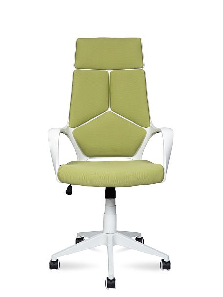 Кресло офисное / IQ / (White plastic green) белый пластик / зеленая ткань - Вид 2