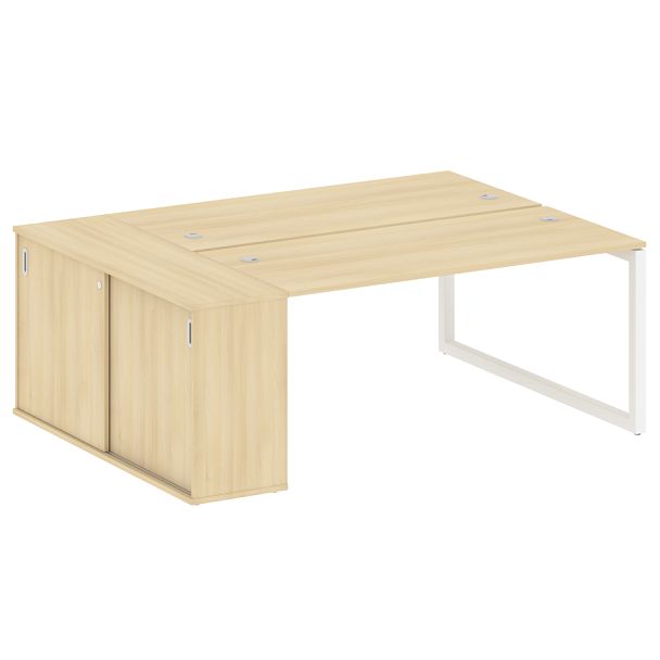 Metal System Quattro Р. ст. с шкафом-купе на О-образном м/к 50БО.РС-СШК-1.4 Т Акация/Белый металл 2010*1475*750 - Вид 1