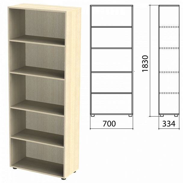 Шкаф (стеллаж) "Канц" 700х330х1830 мм, 4 полки, цвет дуб молочный, ШК31.15 - Вид 1